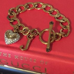 Juicy Couture Gold Puffed Pave Heart J Charm